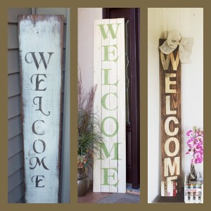 rustic wooden welcome sign