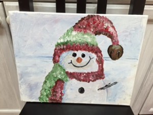 canvas and wine snowmen