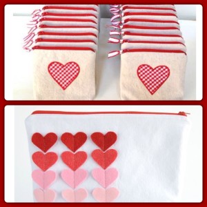 heart zipper pouches