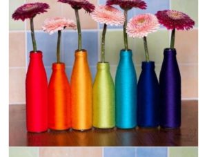 yarn wrapped vases