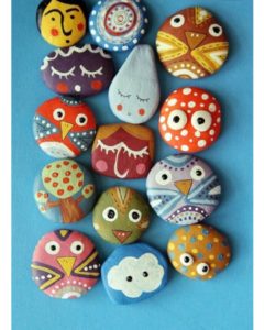 animal family rock painting