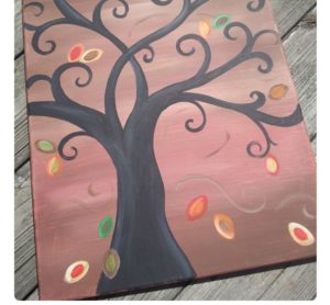 kids fall tree canvas